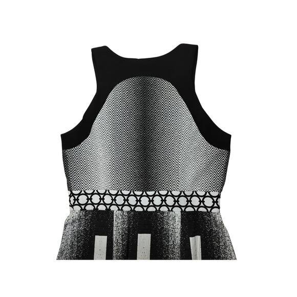 Alberto Makali Women's Black white Sleeveless Textured Fit & Flare Dress Size 10 - Picture 7 of 12